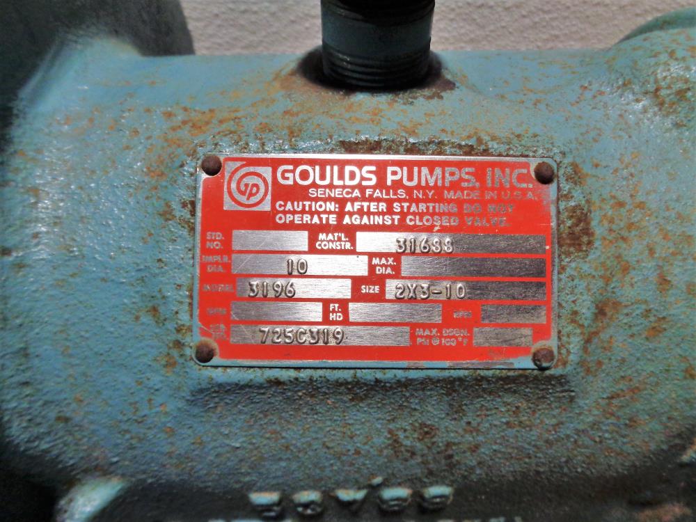 Goulds 3196 MT Centrifugal Pump 2" x 3" - 10", 316 Stainless Steel